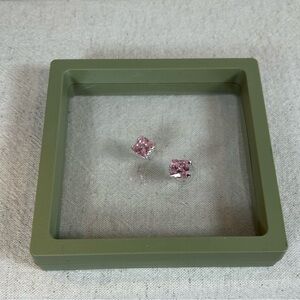Pink Square-Cut Stud Earrings